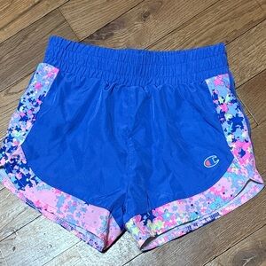 Champion Royal Blue Girls' Athletic Shorts with Pink Star-Print Trim size 4t